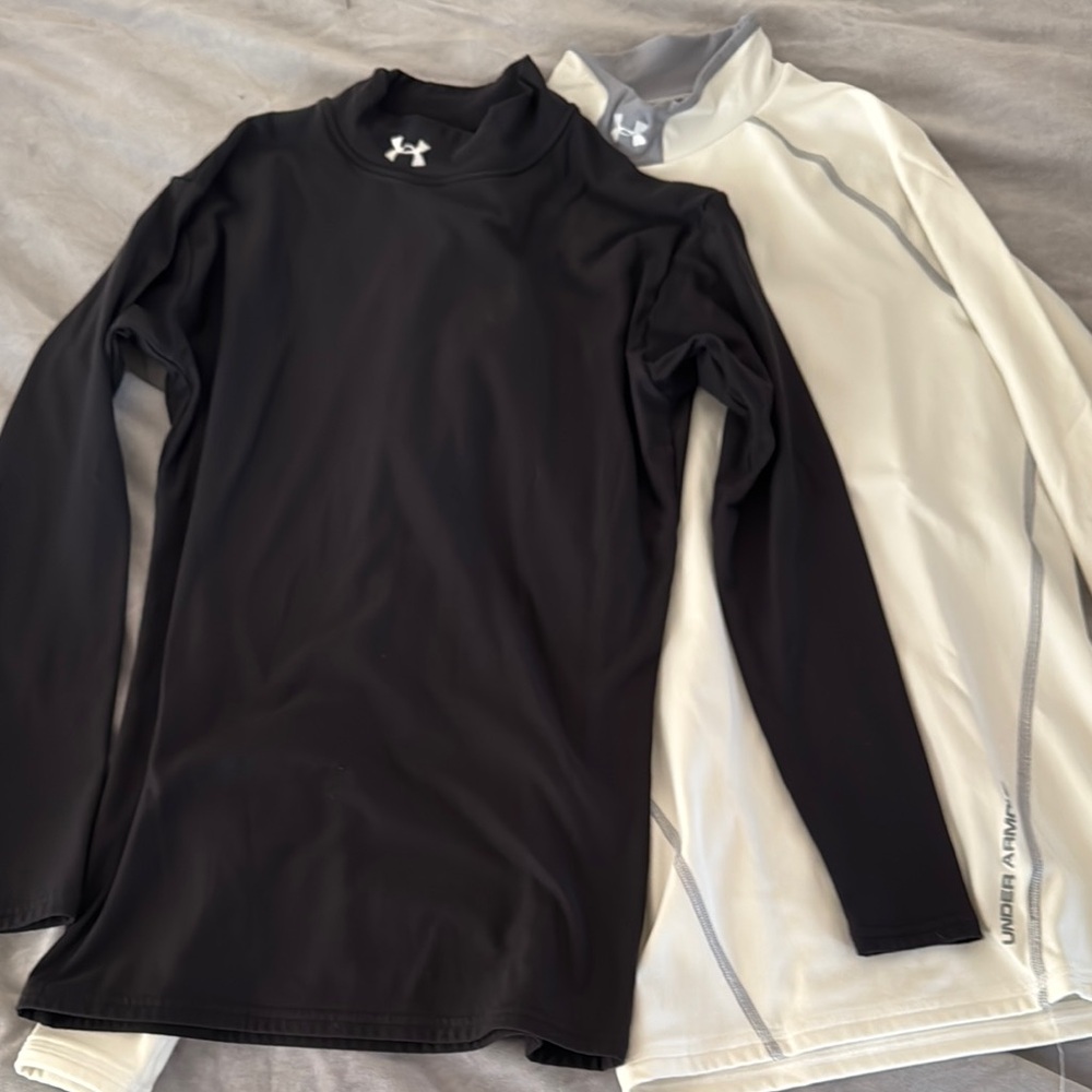 Under Armour Black and White Long Sleeve Compression Shirts